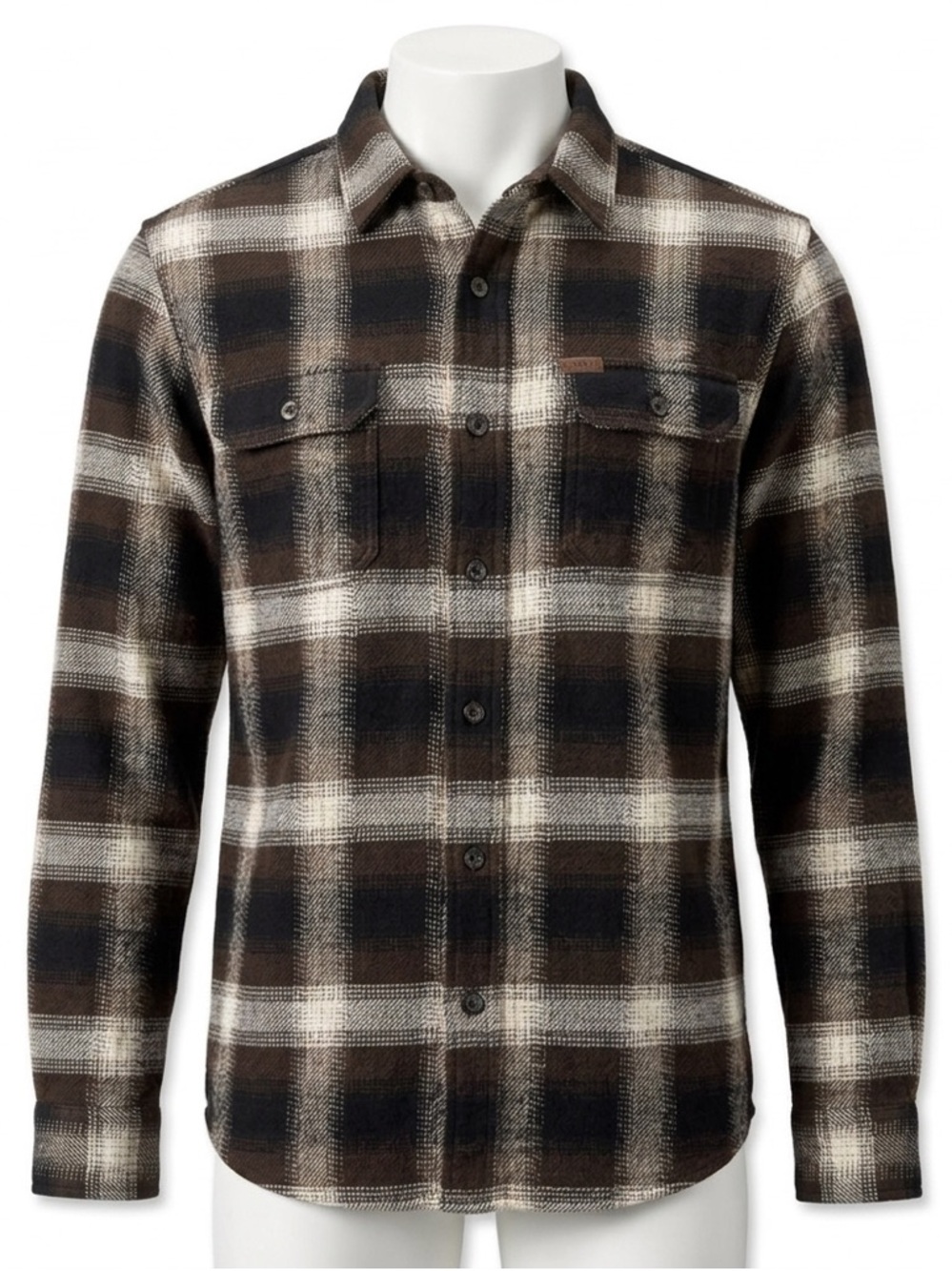 Orvis Men’s Heavyweight Plaid Flannel Shacket - Brown & Cream - Medium